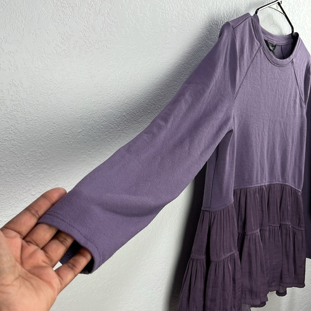 Simply‎ Vera Vera Wang Women’s Purple Peplum Blouse Casual Pullover Sz S chic - Picture 6 of 9